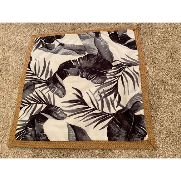 Decorative Pillow Covers 19 x 19 Set of 2 Tropical Palm Leaves Black White Tan - Picture 7 of 7